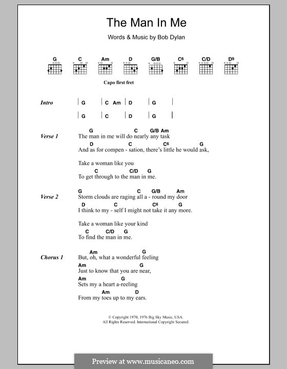 The Man in Me: Lyrics and chords by Bob Dylan