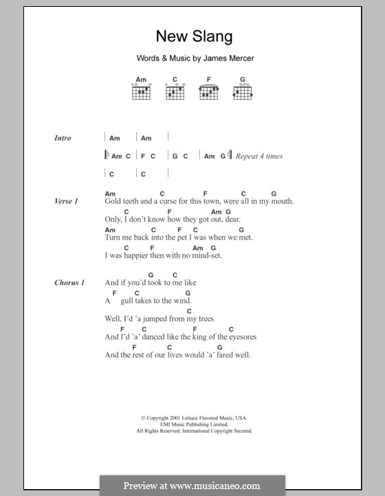 New Slang (The Shins): Lyrics and chords by James Mercer