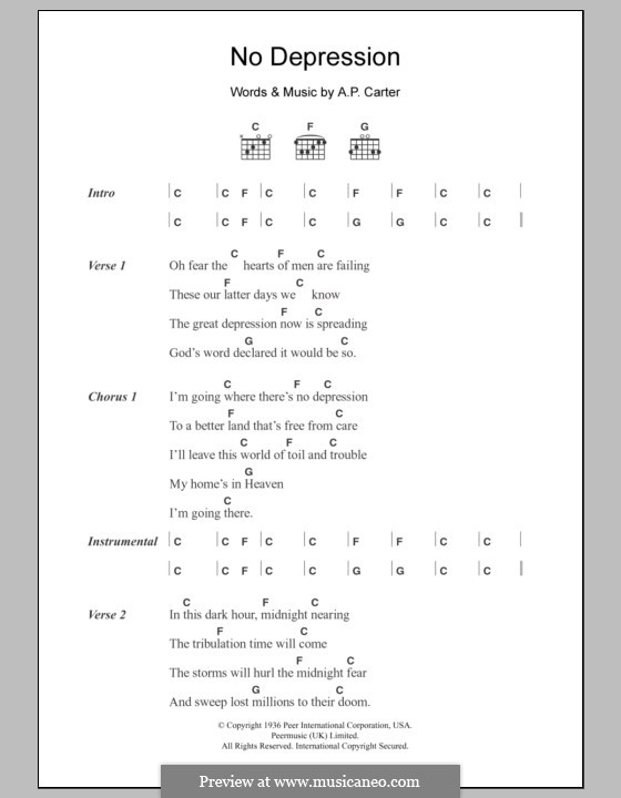 No Depression (Uncle Tupelo): Lyrics and chords by A.P. Carter