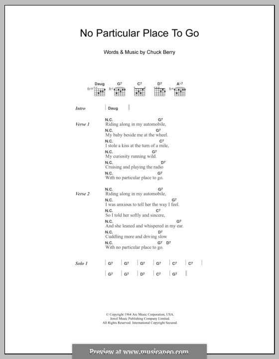No Particular Place To Go by C. Berry - sheet music on MusicaNeo