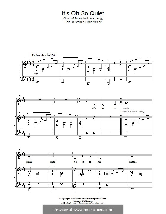 It's Oh So Quiet: For voice and piano (Bjork) by Bert Reisfeld, Erich Meder, Hans Lang