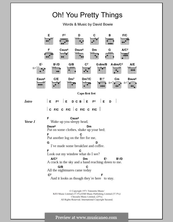 Oh! You Pretty Things: Lyrics and chords by David Bowie