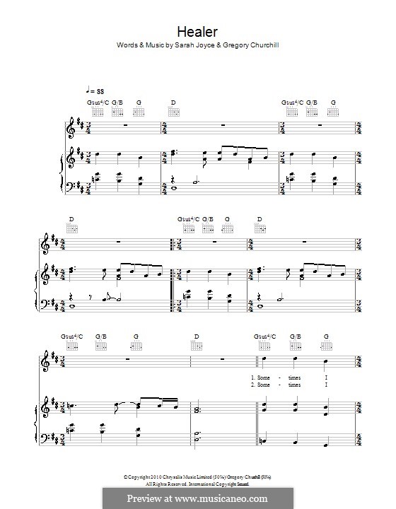Healer (Rumer): For voice and piano (or guitar) by Gregory Churchill, Sarah Joyce