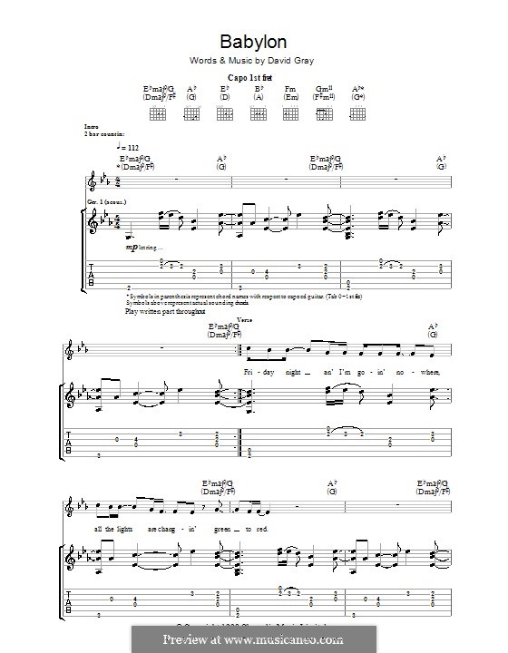 Babylon: For guitar with tab by David Gray
