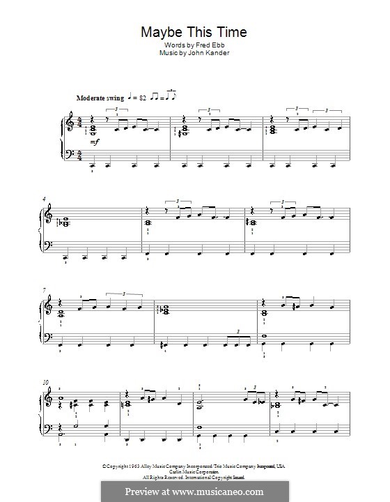 Maybe This Time (from Cabaret): For easy piano by John Kander
