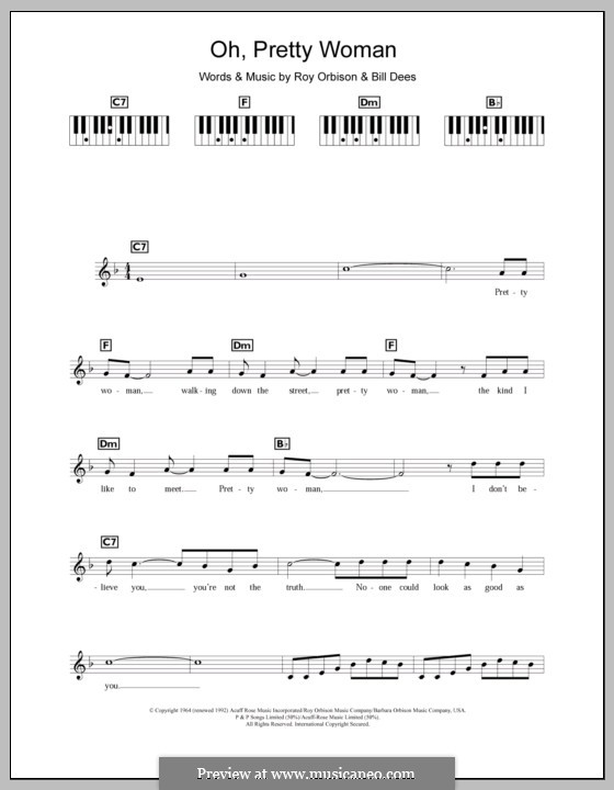 Oh, Pretty Woman: For keyboard by Bill Dees, Roy Orbison