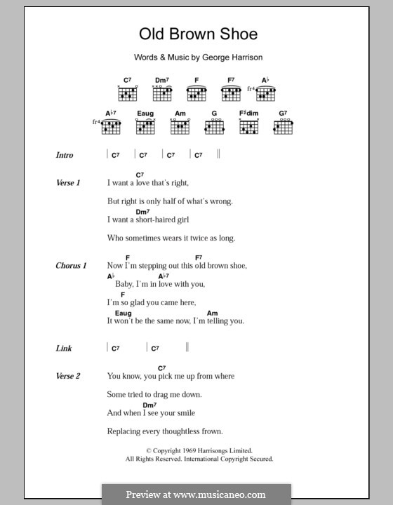 Old Brown Shoe (The Beatles): Lyrics and chords by George Harrison