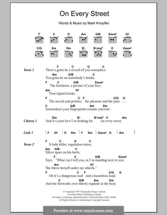 On Every Street (Dire Straits): Lyrics and chords by Mark Knopfler