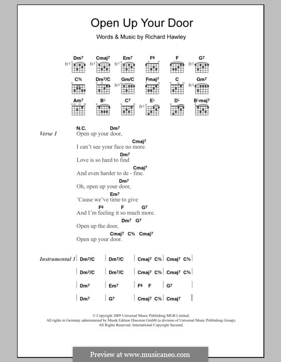 Open Up Your Door: Lyrics and chords by Richard Hawley