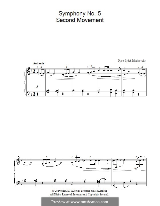 Movement II: Arrangement for piano (fragment) by Pyotr Tchaikovsky