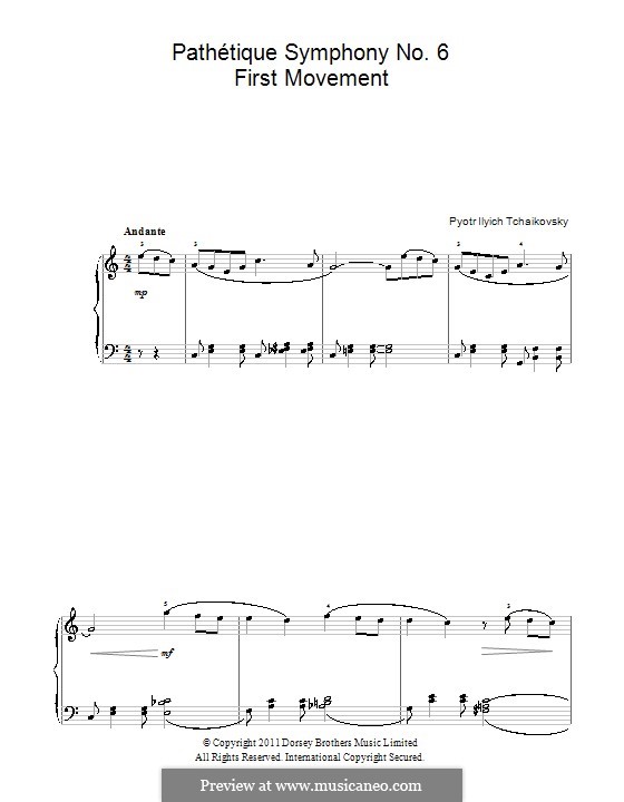 Movement I: Arrangement for piano (Fragment) by Pyotr Tchaikovsky