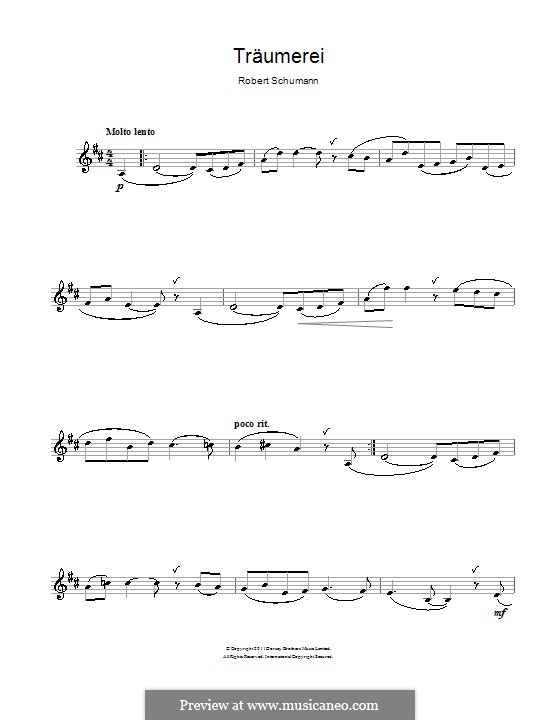 No.7 Träumerei (Dreaming): For clarinet by Robert Schumann