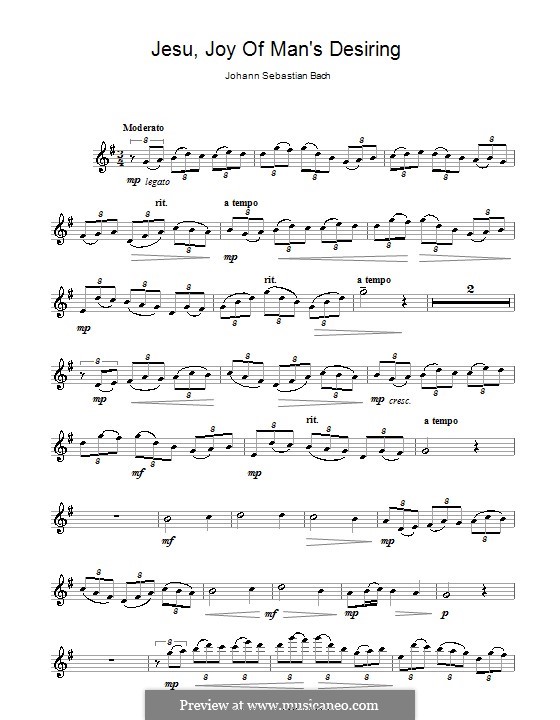 Jesu, Joy of Man's Desiring (Printable Scores): For flute by Johann Sebastian Bach