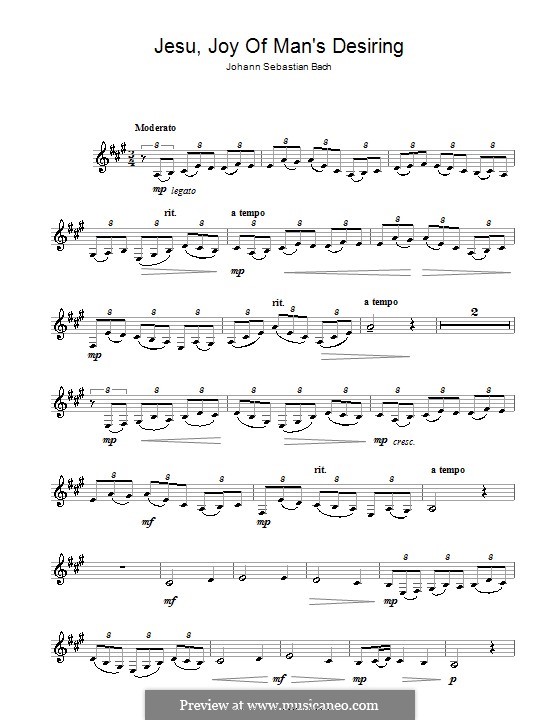 Jesu, Joy of Man's Desiring (Printable Scores): For clarinet by Johann Sebastian Bach