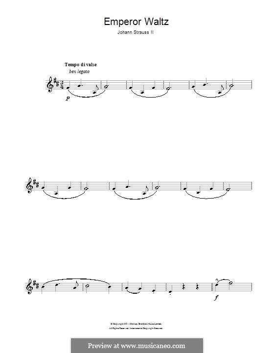 Emperor Waltz, Op.437: For clarinet by Johann Strauss (Sohn)