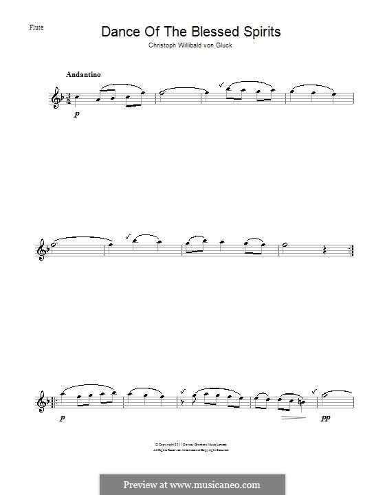 Dance of the Blessed Spirits: For flute by Christoph Willibald Gluck