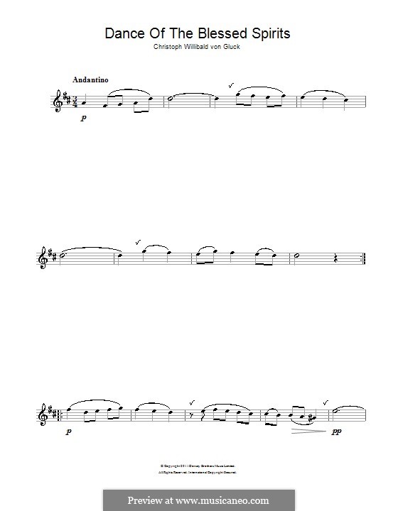 Dance of the Blessed Spirits: For alto saxophone by Christoph Willibald Gluck