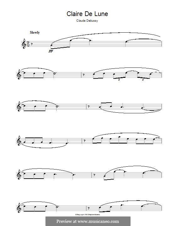 No.3 Clair de lune: For flute by Claude Debussy