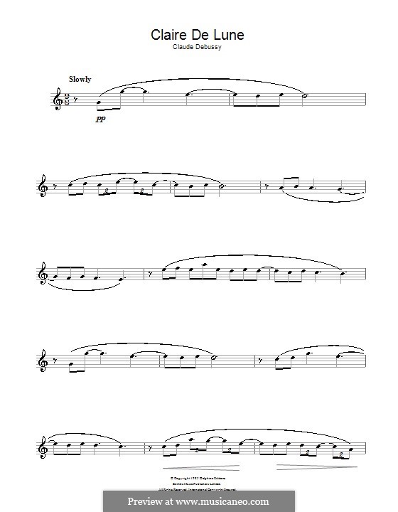 No.3 Clair de lune: For alto saxophone by Claude Debussy
