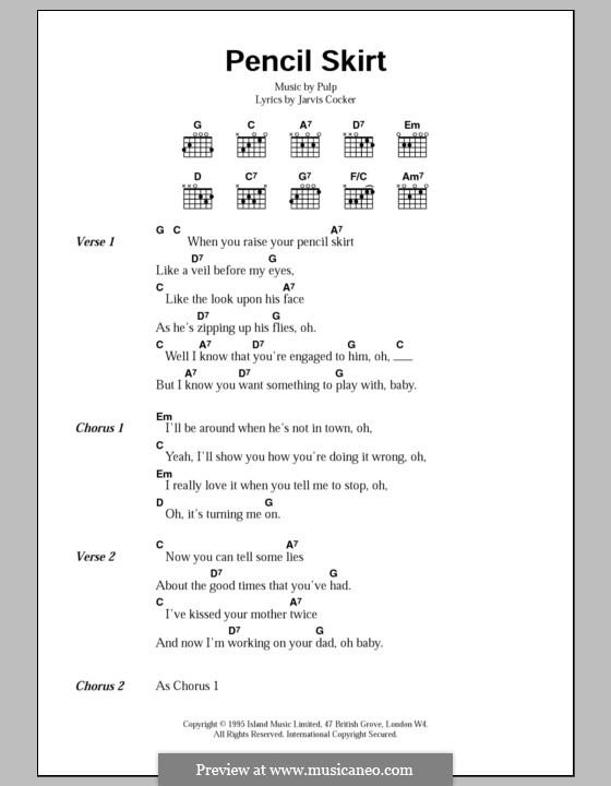Pencil Skirt: Lyrics and chords by Pulp