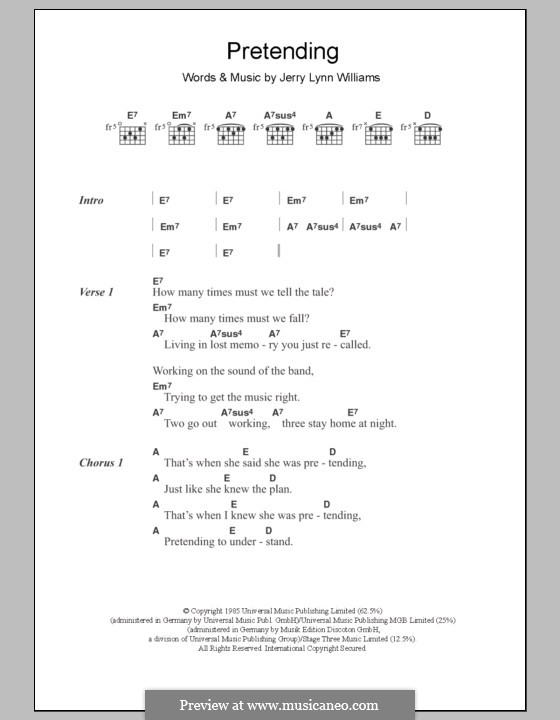 Pretending (Eric Clapton) by J.L. Williams - sheet music on MusicaNeo