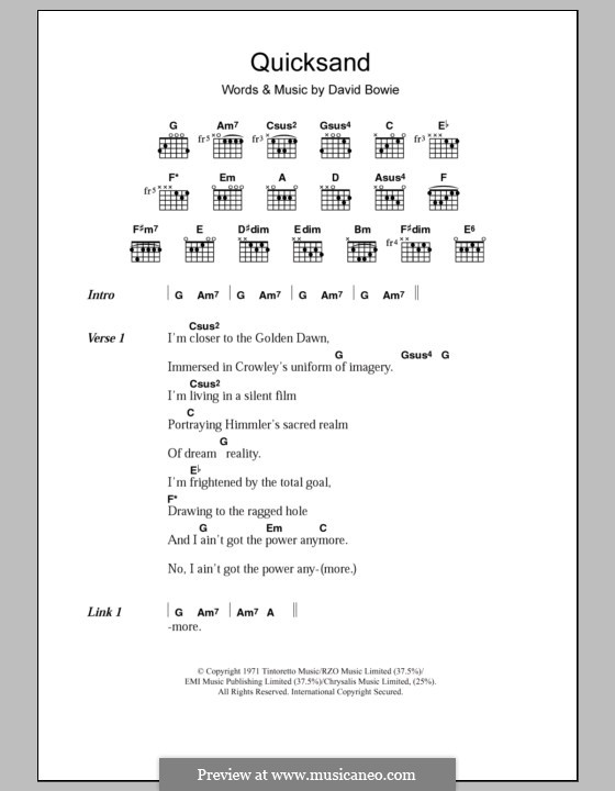 Quicksand: Lyrics and chords by David Bowie