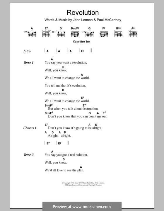 Revolution (The Beatles): Lyrics and chords by John Lennon, Paul McCartney