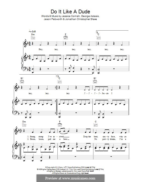 Do It Like a Dude (Jessie J): For voice and piano (or guitar) by George Astasio, Jason Pebworth, Jessica Cornish, Jonathan Christopher Shave