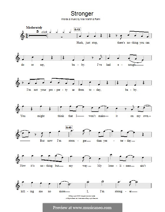 Stronger (Britney Spears): For flute by Max Martin, Rami Yacoub