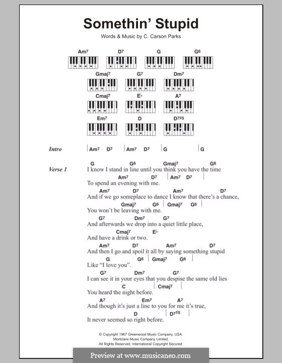 Somethin' Stupid (Frank Sinatra): Lyrics and piano chords by C. Carson Parks