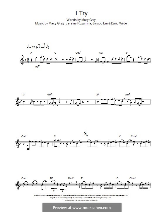 I Try: For flute by David Wilder, Jeremy Ruzumna, Jinsoo Lim, Macy Gray
