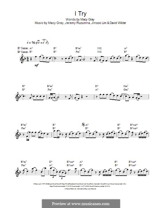 I Try: For saxophone by David Wilder, Jeremy Ruzumna, Jinsoo Lim, Macy Gray
