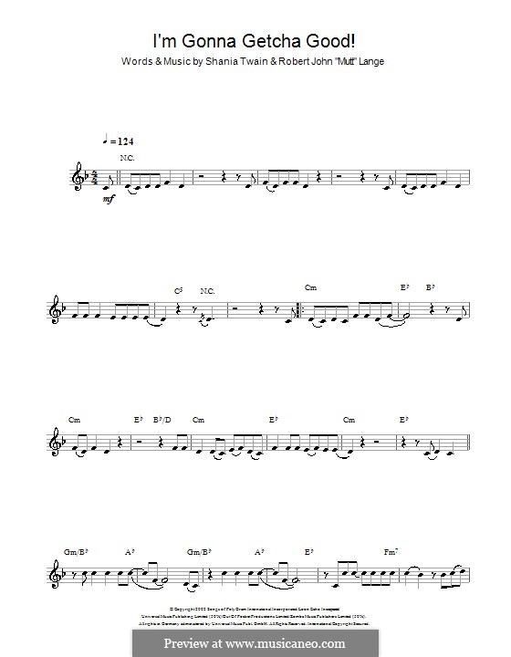 I'm Gonna Getcha Good!: For clarinet by Robert John Lange, Shania Twain