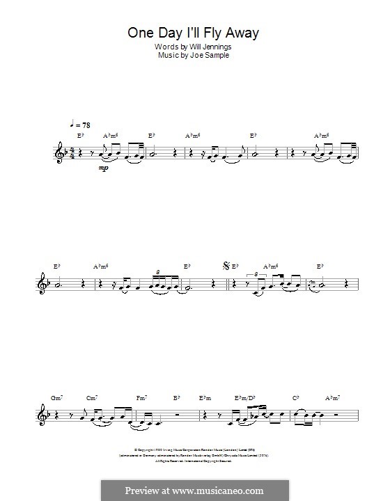One Day I'll Fly Away (Randy Crawford): For clarinet by Joe Sample