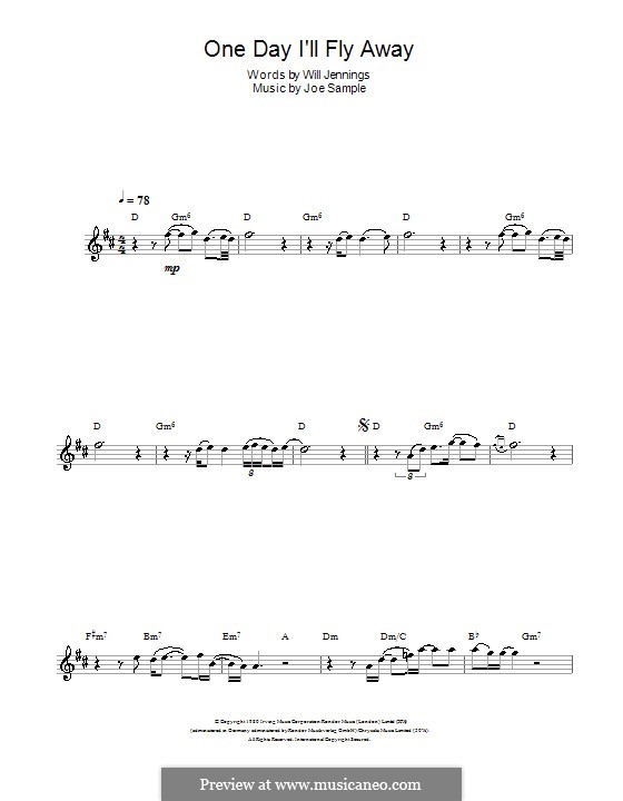 One Day I'll Fly Away (Randy Crawford): For flute by Joe Sample