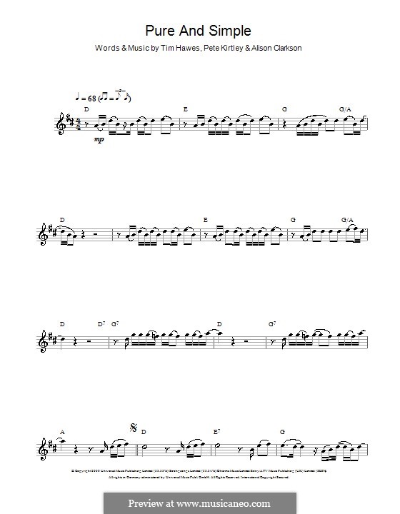 Pure and Simple (Hear'Say): For flute by Alison Clarkson, Pete Kirtley, Tim Hawes
