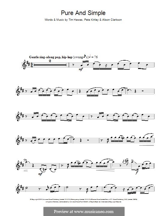 Pure and Simple (Hear'Say): For flute by Alison Clarkson, Pete Kirtley, Tim Hawes
