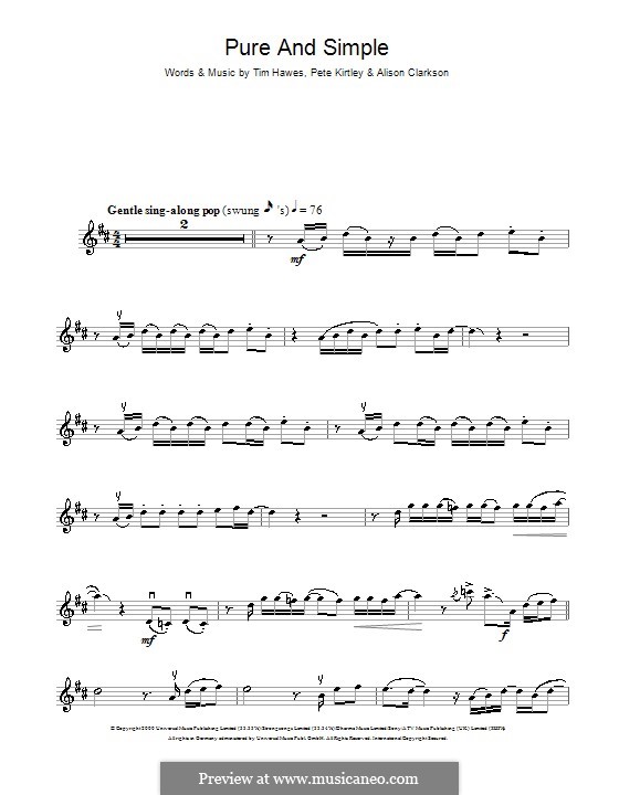 Pure and Simple (Hear'Say): For violin by Alison Clarkson, Pete Kirtley, Tim Hawes
