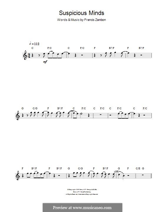 Suspicious Minds (Elvis Presley): For flute by Francis Zambon