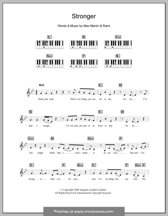 Stronger (Britney Spears): For keyboard by Max Martin, Rami Yacoub