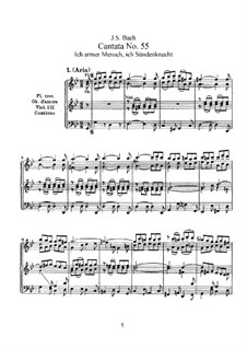 Ich armer Mensch, ich Sündenknecht, BWV 55: Piano-vocal score by Johann Sebastian Bach