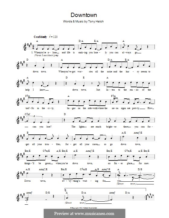 Downtown by T. Hatch sheet music on MusicaNeo
