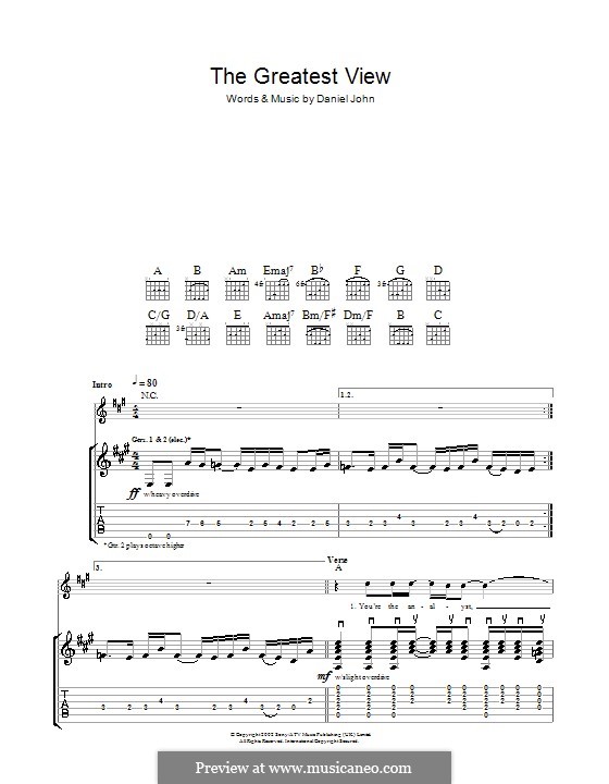 The Greatest View (Silverchair): For guitar with tab by Daniel Johns
