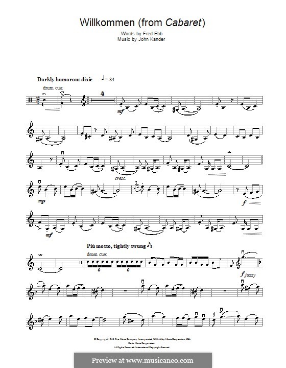 Willkommen (from Cabaret): For violin by John Kander