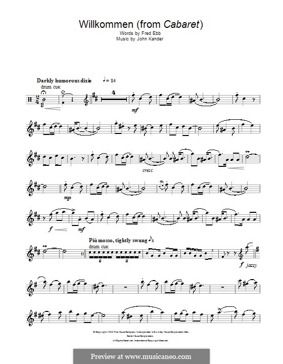 Willkommen (from Cabaret): For tenor saxophone by John Kander