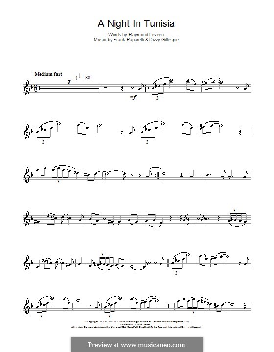 A Night In Tunisia: For clarinet by Dizzy Gillespie, Frank Paparelli