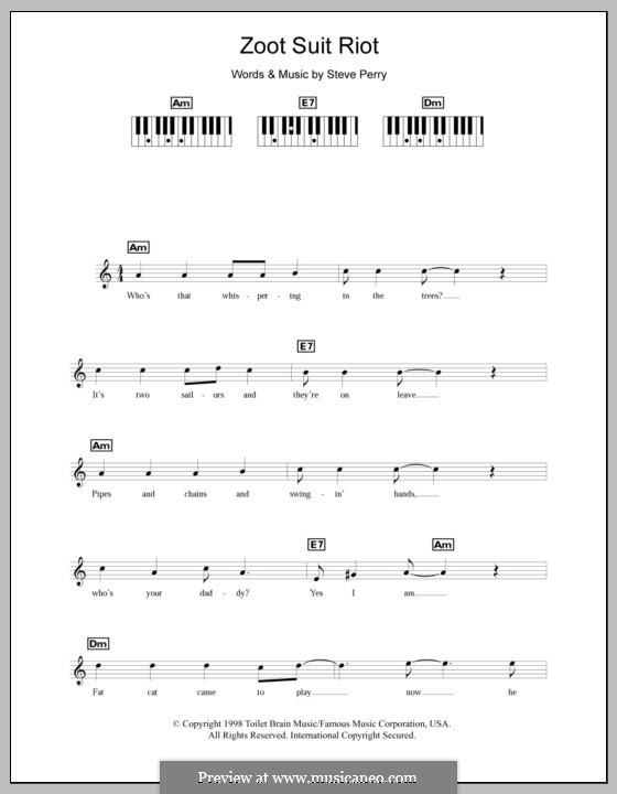 Zoot Suit Riot (The Cherry Poppin' Daddies): For keyboard by Steve Perry