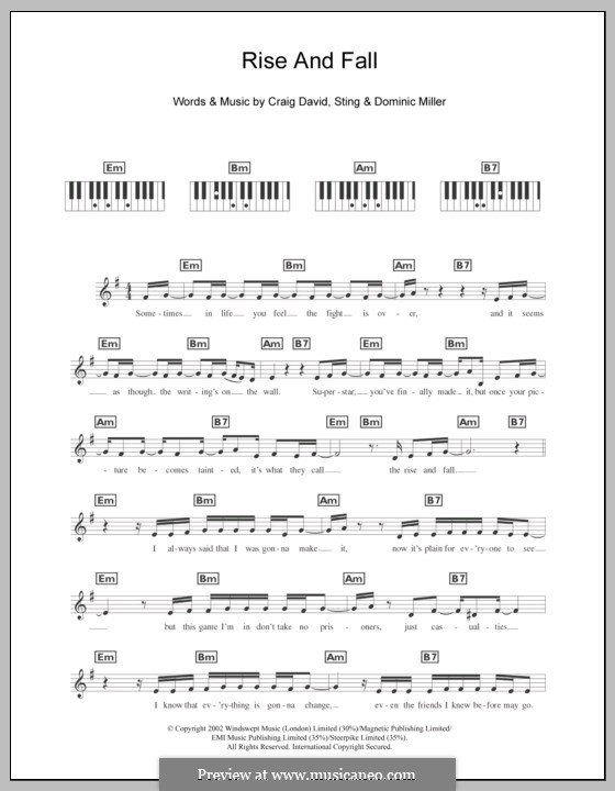 Rise and Fall: For keyboard by Sting, Craig David, Dominic Miller