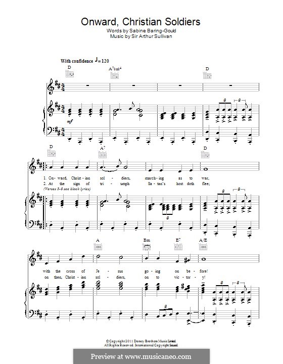 Onward, Christian Soldiers: For voice and piano (or guitar) by Arthur Seymour Sullivan