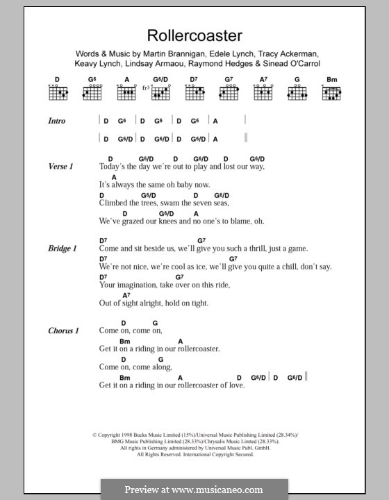 Rollercoaster (Bewitched): Lyrics and chords by Edele Lynch, Keavy Lynch, Lindsay Armaou, Martin Brannigan, Raymond Hedges, Sinead O'Carroll, Tracy Ackerman